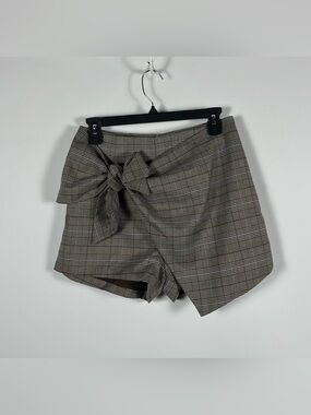 By Together Plaid Tie-Front Wrap Skort Size Small NWT
